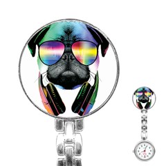 Dj Pug Cool Dog Stainless Steel Nurses Watch by alexamerch