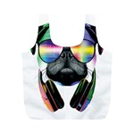 Dj Pug Cool Dog Full Print Recycle Bags (M)  Front