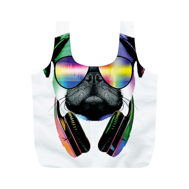 Dj Pug Cool Dog Full Print Recycle Bags (M) 