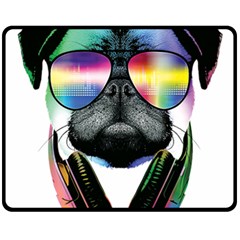 Dj Pug Cool Dog Double Sided Fleece Blanket (medium)  by alexamerch