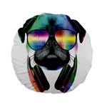 Dj Pug Cool Dog Standard 15  Premium Flano Round Cushions Front