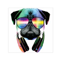 Dj Pug Cool Dog Small Satin Scarf (square) by alexamerch