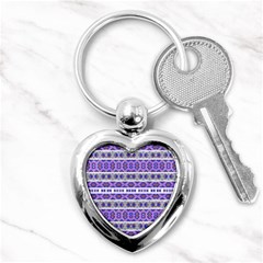 Vintage Striped Ornate Pattern Key Chains (heart)  by dflcprints