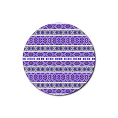 Vintage Striped Ornate Pattern Rubber Coaster (round)  by dflcprints