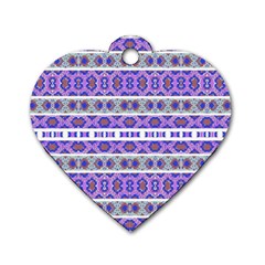 Vintage Striped Ornate Pattern Dog Tag Heart (one Side) by dflcprints