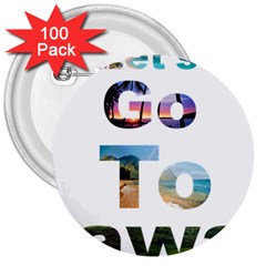 Hawaii 3  Buttons (100 Pack) 