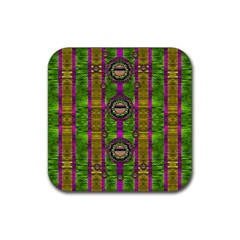 Sunset Love In The Rainbow Decorative Rubber Coaster (square)  by pepitasart