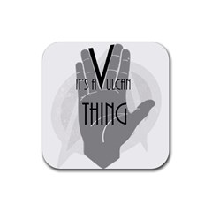 It s A Vulcan Thing Rubber Coaster (square)  by Howtobead