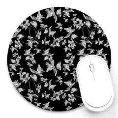 Dark Orquideas Floral Pattern Print Round Mousepads