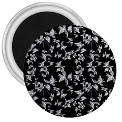 Dark Orquideas Floral Pattern Print 3  Magnets