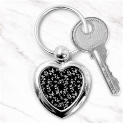 Dark Orquideas Floral Pattern Print Key Chains (Heart) 