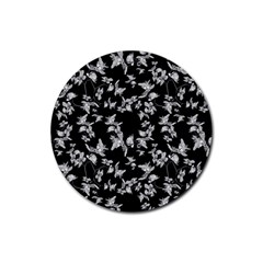 Dark Orquideas Floral Pattern Print Rubber Coaster (Round) 