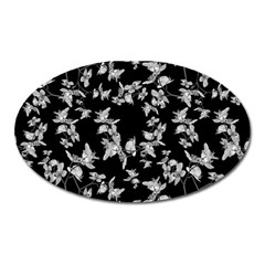 Dark Orquideas Floral Pattern Print Oval Magnet