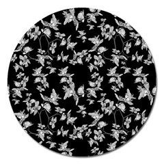 Dark Orquideas Floral Pattern Print Magnet 5  (Round)