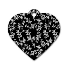 Dark Orquideas Floral Pattern Print Dog Tag Heart (One Side)