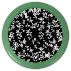 Dark Orquideas Floral Pattern Print Color Wall Clocks