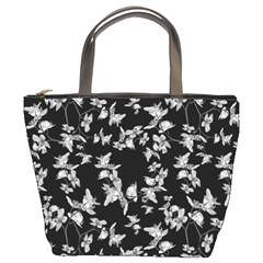 Dark Orquideas Floral Pattern Print Bucket Bags