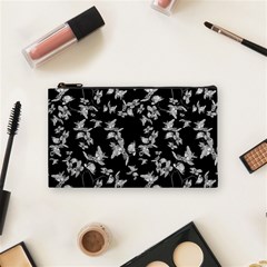 Dark Orquideas Floral Pattern Print Cosmetic Bag (Small) 