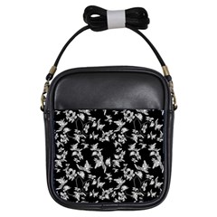 Dark Orquideas Floral Pattern Print Girls Sling Bags