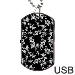 Dark Orquideas Floral Pattern Print Dog Tag Usb Flash (two Sides) by dflcprints