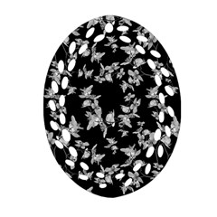 Dark Orquideas Floral Pattern Print Oval Filigree Ornament (Two Sides)