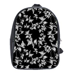 Dark Orquideas Floral Pattern Print School Bag (XL)