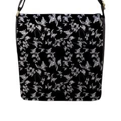 Dark Orquideas Floral Pattern Print Flap Messenger Bag (L) 