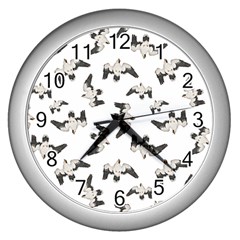 Birds Pattern Photo Collage Wall Clocks (silver)  by dflcprints