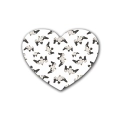 Birds Pattern Photo Collage Rubber Coaster (heart)  by dflcprints