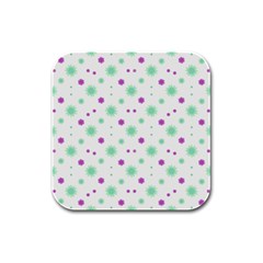 Stars Motif Multicolored Pattern Print Rubber Square Coaster (4 Pack)  by dflcprints