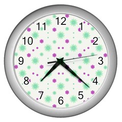 Stars Motif Multicolored Pattern Print Wall Clocks (silver)  by dflcprints