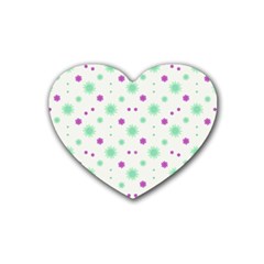 Stars Motif Multicolored Pattern Print Heart Coaster (4 Pack)  by dflcprints