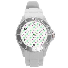 Stars Motif Multicolored Pattern Print Round Plastic Sport Watch (l) by dflcprints