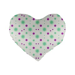 Stars Motif Multicolored Pattern Print Standard 16  Premium Flano Heart Shape Cushions by dflcprints