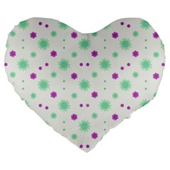 Stars Motif Multicolored Pattern Print Large 19  Premium Flano Heart Shape Cushions by dflcprints