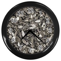 Black And White Leaves Pattern Wall Clocks (black) by dflcprints