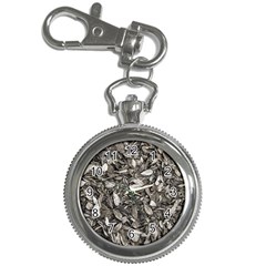 Black And White Leaves Pattern Key Chain Watches by dflcprints