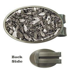 Black And White Leaves Pattern Money Clips (oval)  by dflcprints