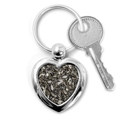 Black And White Leaves Pattern Key Chains (heart)  by dflcprints