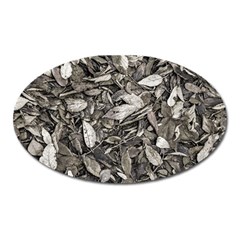 Black And White Leaves Pattern Oval Magnet by dflcprints