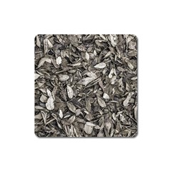 Black And White Leaves Pattern Square Magnet by dflcprints