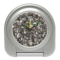 Black And White Leaves Pattern Travel Alarm Clocks by dflcprints