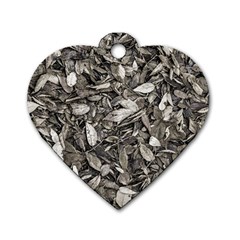 Black And White Leaves Pattern Dog Tag Heart (one Side) by dflcprints