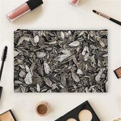 Black And White Leaves Pattern Cosmetic Bag (large)  by dflcprints