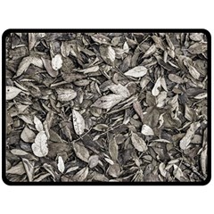 Black And White Leaves Pattern Fleece Blanket (large)  by dflcprints