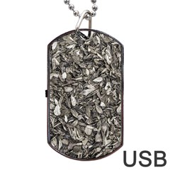 Black And White Leaves Pattern Dog Tag Usb Flash (two Sides) by dflcprints