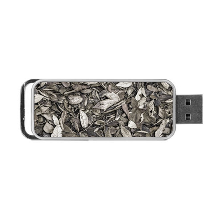 Black And White Leaves Pattern Portable USB Flash (One Side)