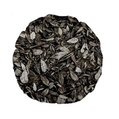 Black And White Leaves Pattern Standard 15  Premium Round Cushions by dflcprints