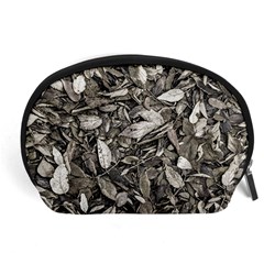 Black And White Leaves Pattern Accessory Pouches (large)  by dflcprints