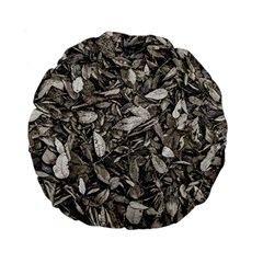 Black And White Leaves Pattern Standard 15  Premium Flano Round Cushions by dflcprints